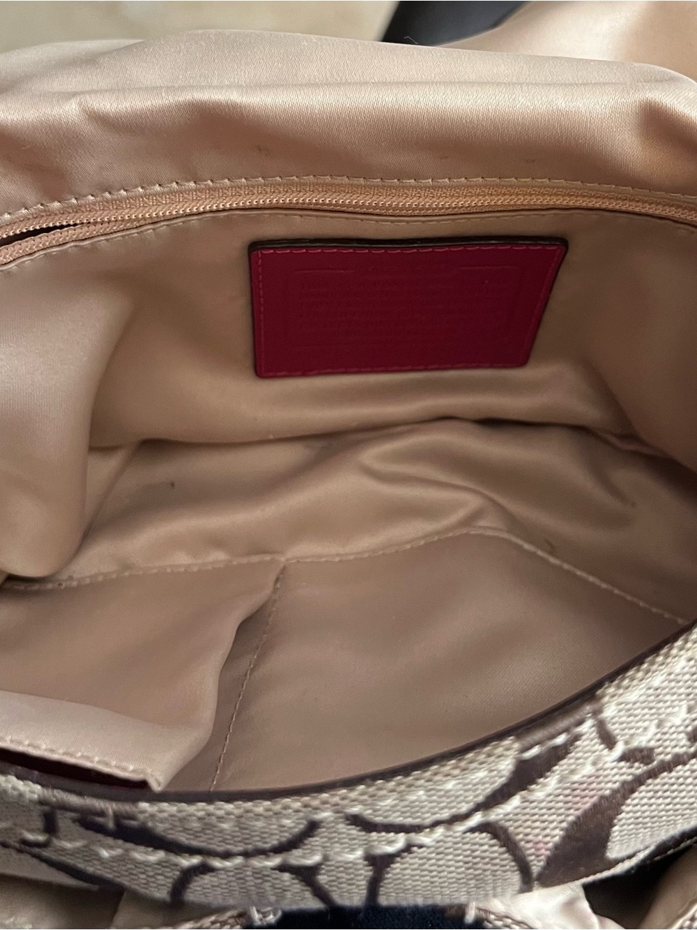 Coach Beige Signature Canvas Tote with Pink Interior Patch - Picture 3 of 8
